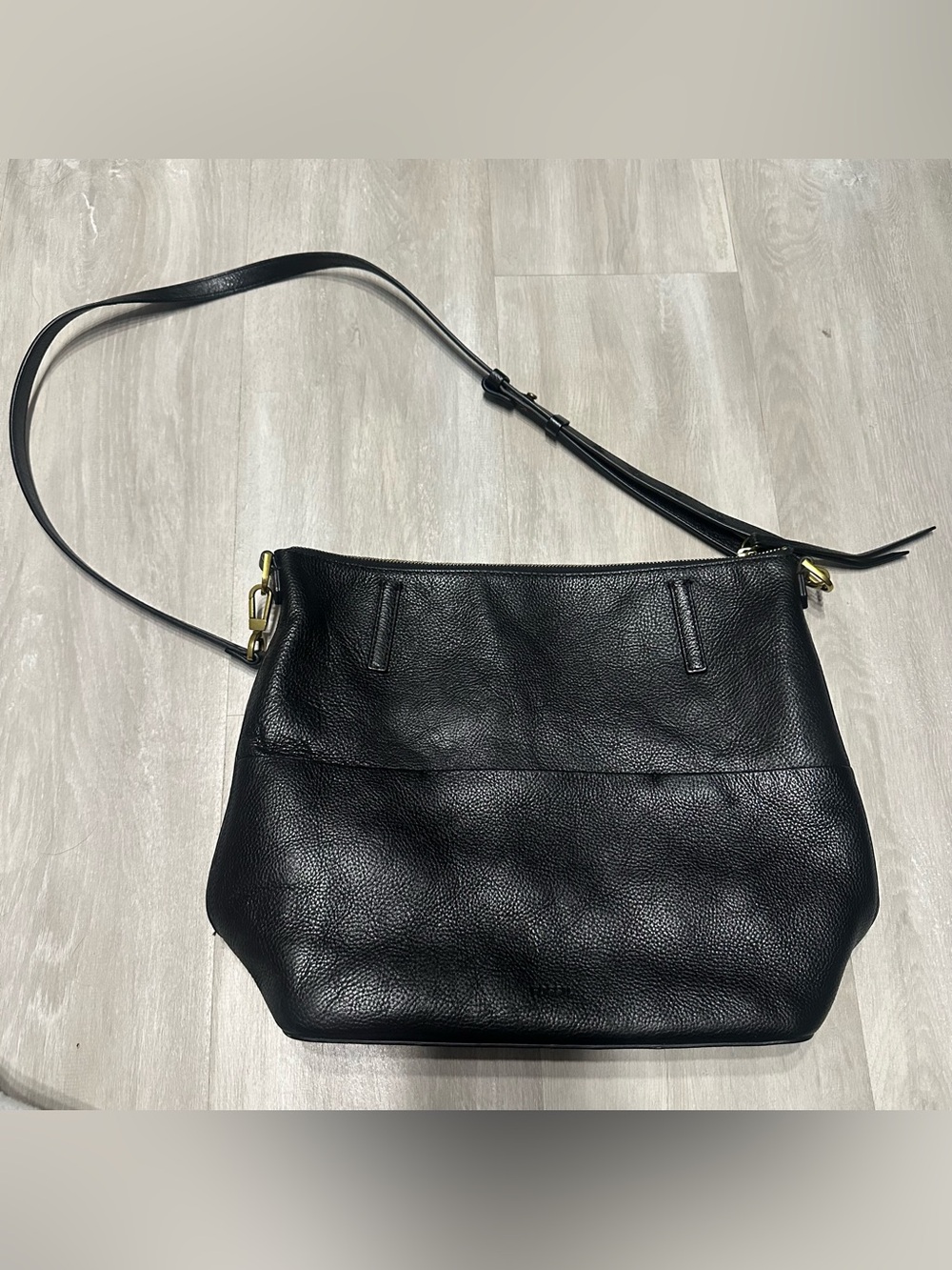 Fossil Evelyn Leather Black Large Tote Crossbody Shoulder Bag